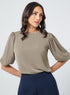 Round Neck Half Sleeve Brown Top