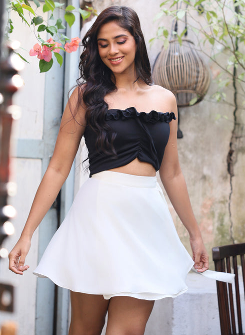 Wraparound Satin Skirt – White