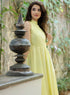 Sleeveless High Neck Cotton Yellow Dress