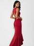 Back Cord Detail Satin Maxi Dress