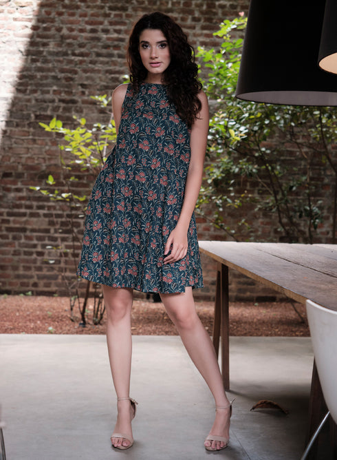 Printed Sleeveless Cotton Midi Dress