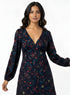 Deep V Neck Printed Short Dress