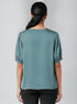 Dark Teal V Neck Satin Top