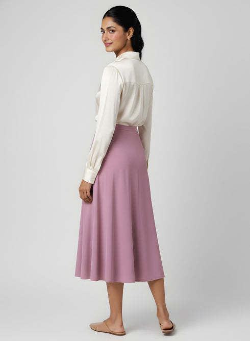 Pink Petite Ponte Stretch Midi Skirt