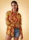 Yellow & Red Floral Printed Relaxed Oversized Shirt