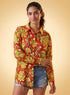 Yellow & Red Floral Printed Relaxed Oversized Shirt