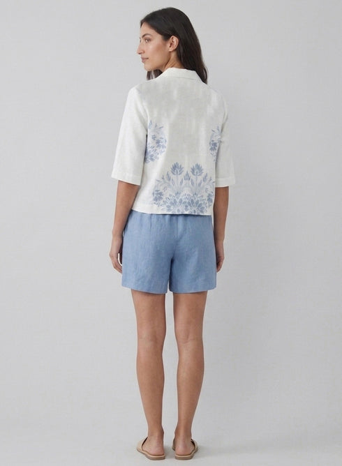 Lapel Collar Block Print Shirt
