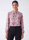 Pink Printed Long Sleeve Top With Collar Band