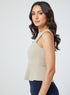 Line Detailed Peplum Beige Top
