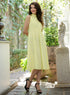 Sleeveless High Neck Cotton Yellow Dress