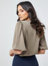 Round Neck Half Sleeve Brown Top