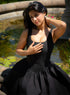 Black Deep Neck Cotton Dress