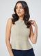 Line Detailed Peplum Beige Top