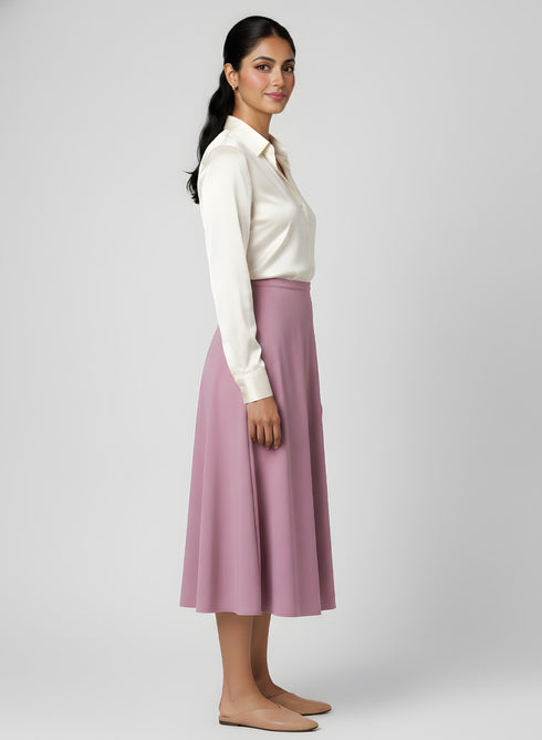 Pink Petite Ponte Stretch Midi Skirt
