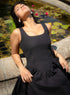 Black Deep Neck Cotton Dress