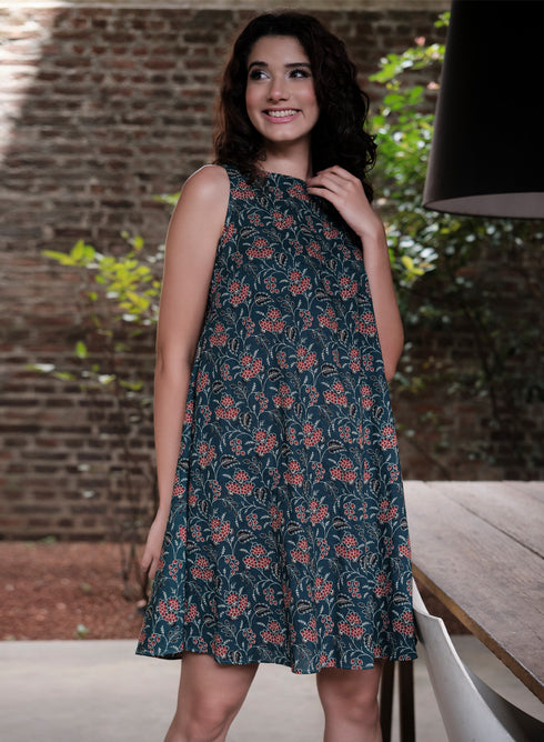 Printed Sleeveless Cotton Midi Dress