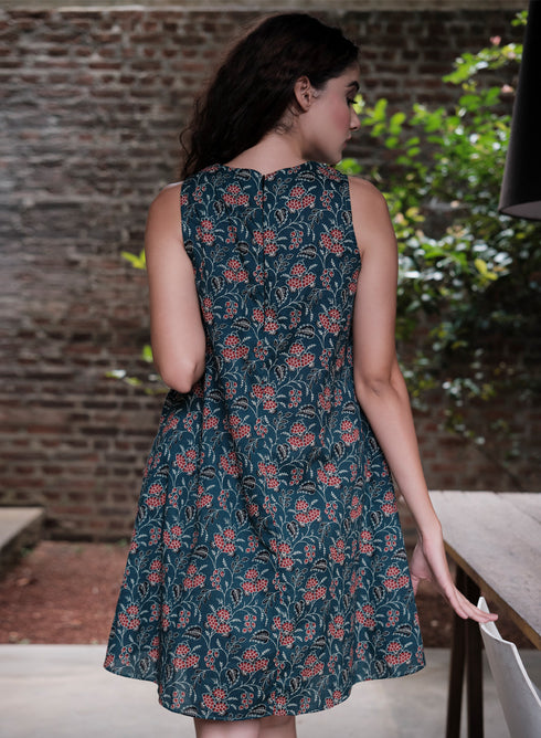 Printed Sleeveless Cotton Midi Dress