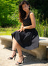 Black Deep Neck Cotton Dress