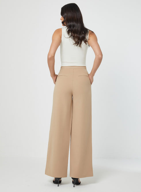 Light-Brown Waist Tab Detailed Formal Pant