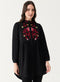 Long Sleeve Front Embroidered Chiffon Top