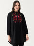 Long Sleeve Front Embroidered Chiffon Top
