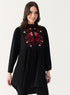 Long Sleeve Front Embroidered Chiffon Top