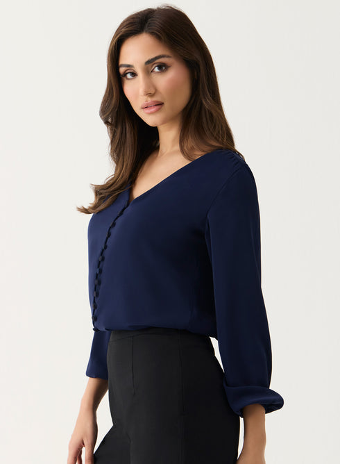 Front Buttoned Chiffon Top