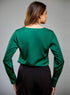 Satin Deep VNeck Dark green Top