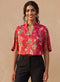 Red Printed Cold Shoulder Chiffon Top