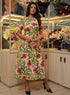 Pink Floral Printed Flared Chiffon Dress