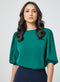 Round Neck Half Sleeve Green Top