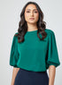 Round Neck Half Sleeve Green Top