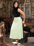 Satin A-Line Skirt - Green