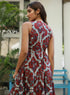 Sleeveless Three Tiered Red Printed Dress