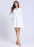 Long Sleeve VNeck White Skater Dress