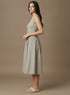 Khaki Front Open Side Gathered Dress