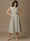 Khaki Front Open Side Gathered Dress