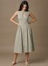 Khaki Front Open Side Gathered Dress