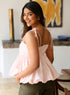 Strappy Balloon Peplum Pink