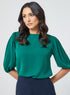 Round Neck Half Sleeve Green Top