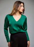 Satin Deep VNeck Dark green Top