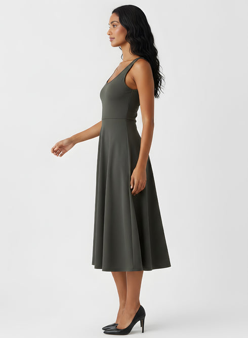 Deep Round Neck Ballerina Style Dress