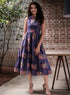 Purple Printed Sleeveless Tiered Dress