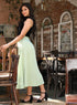 Satin A-Line Skirt - Green