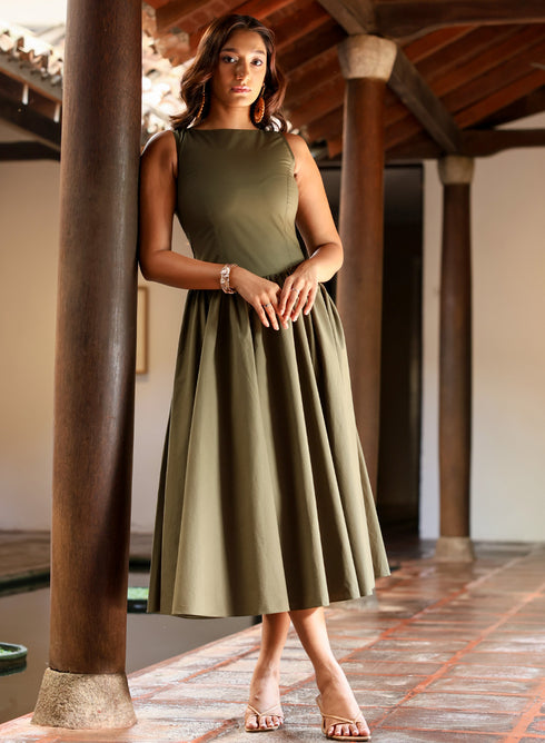 Low Waist Sleeveless Cotton Dress