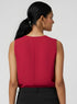 Red Sleeveless Shoulder Pleated Chiffon Top