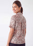 Printed Lapel Collar Half Sleeve Top