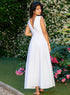 Off White Buttoned Down Cotton Dress