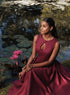 Burgundy Halter Neck Peek A Boo Dress