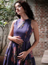 Purple Printed Sleeveless Tiered Dress